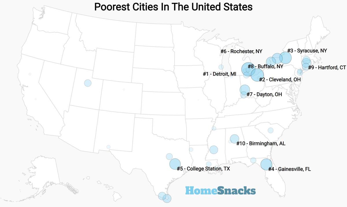 Poorest Cities In The United States Map