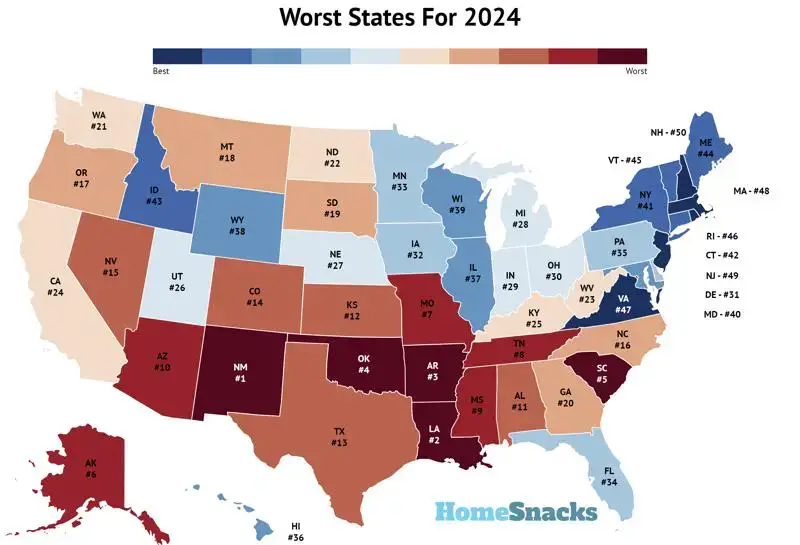 Worst States In America Map