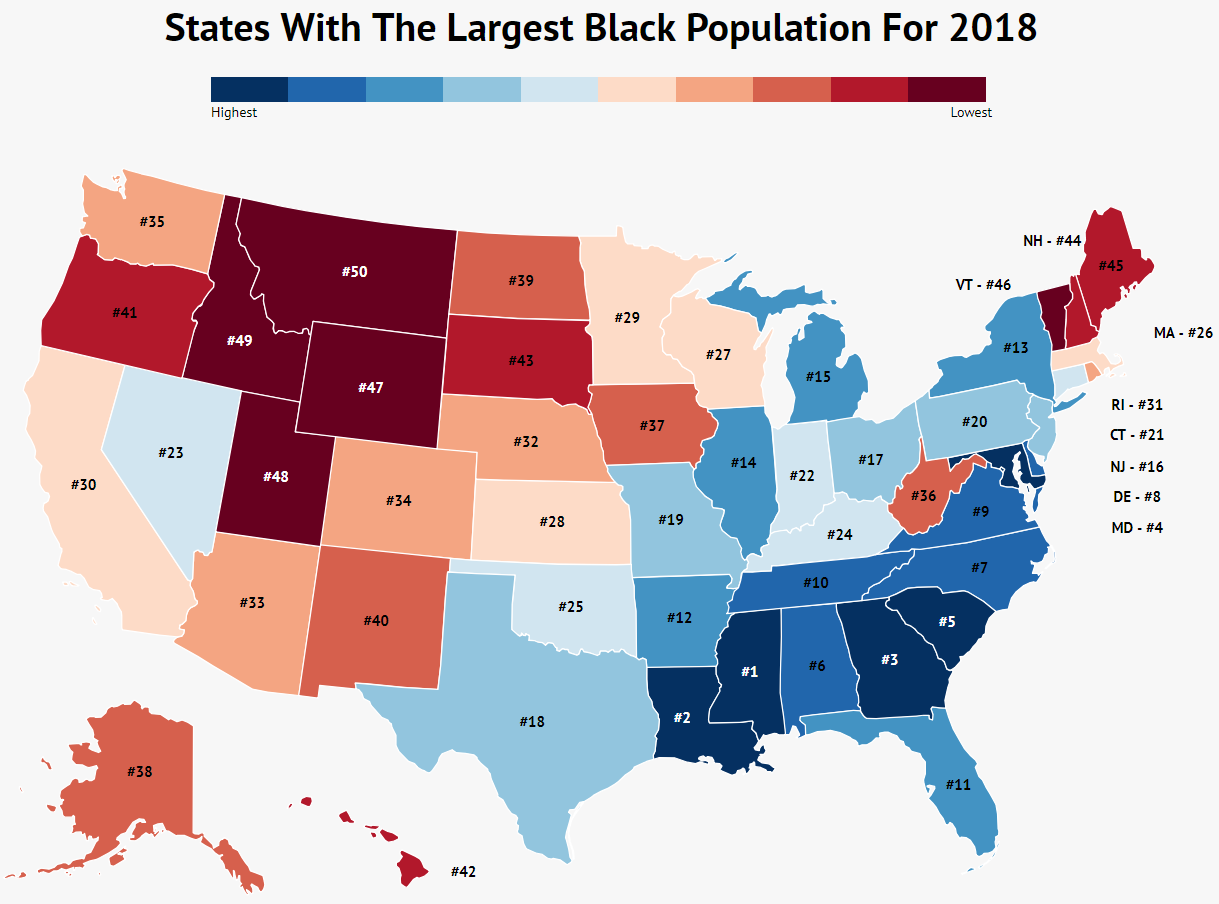 States In America With The Largest Black Population For 2023 Black 