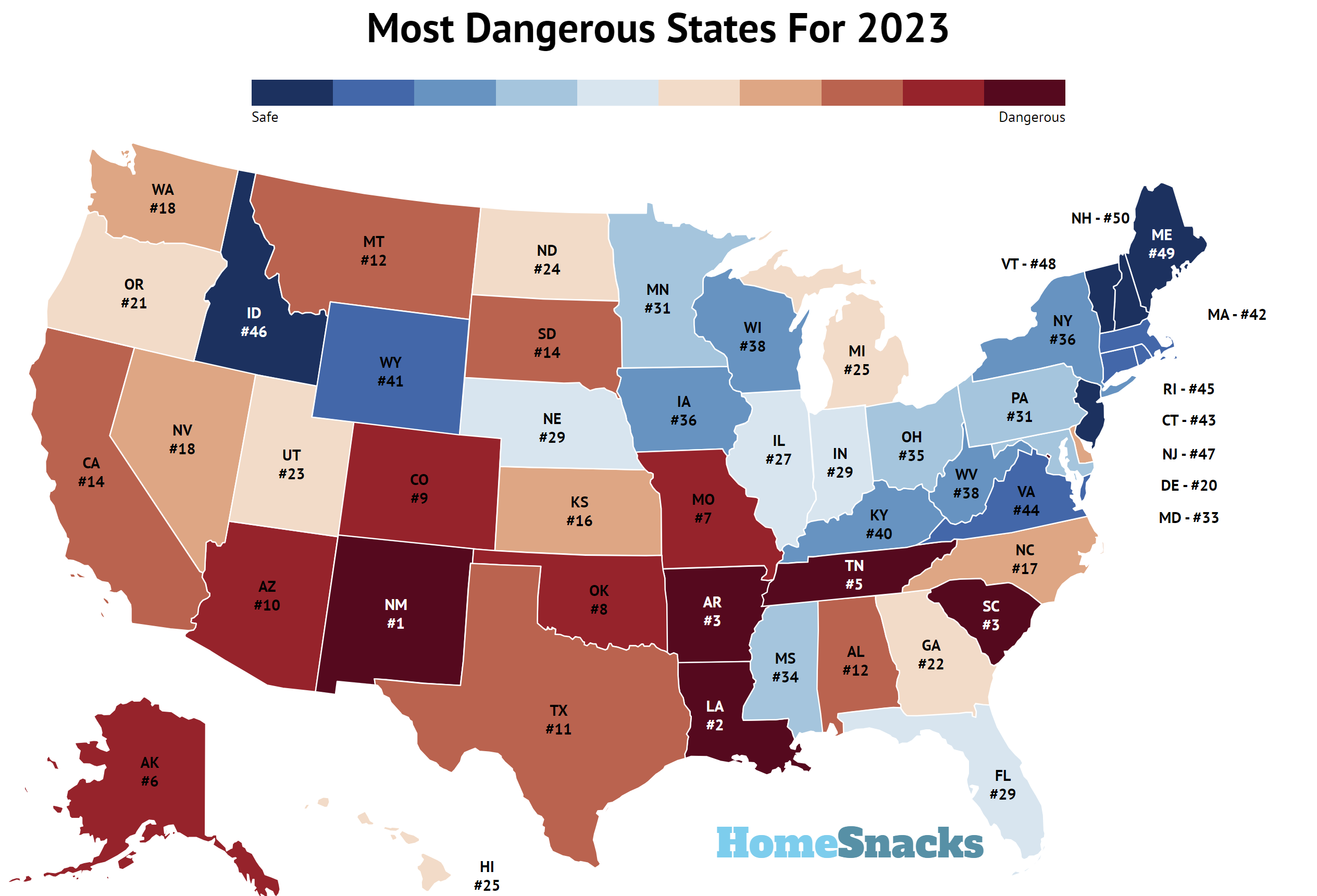 10 Most Dangerous States In The United States [2024] | RoadSnacks